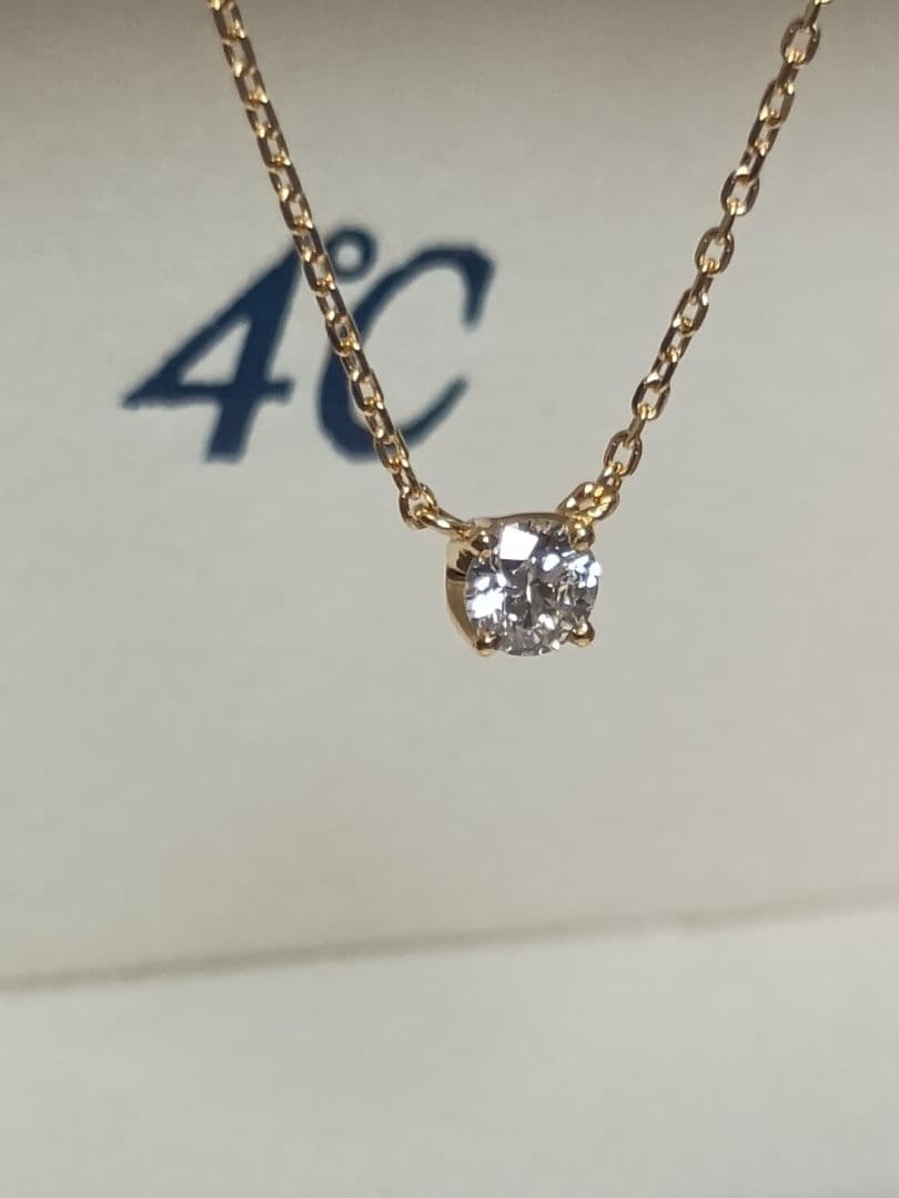 4℃ K18イエローゴールド 一粒ダイヤモンド ネックレス ダイヤ0.111ct