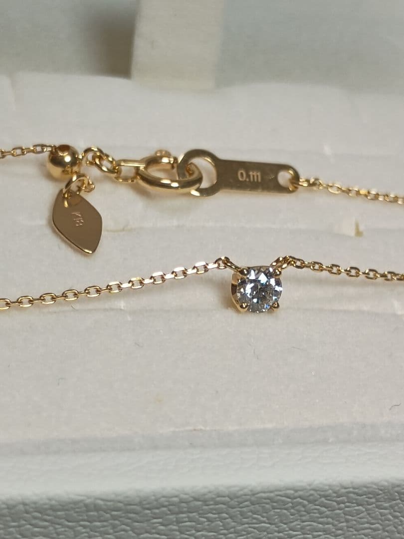 4℃ K18イエローゴールド 一粒ダイヤモンド ネックレス ダイヤ0.111ct