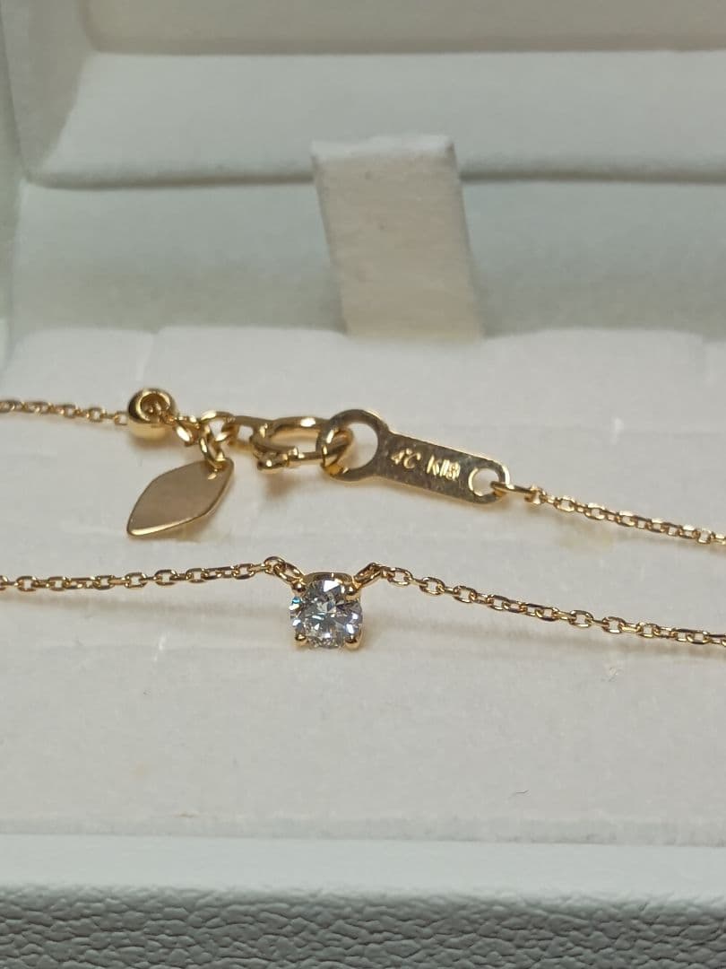 4℃ K18イエローゴールド 一粒ダイヤモンド ネックレス ダイヤ0.111ct
