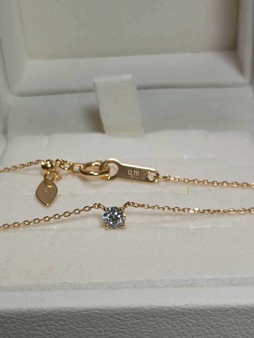 4℃ K18イエローゴールド 一粒ダイヤモンド ネックレス ダイヤ0.111ct