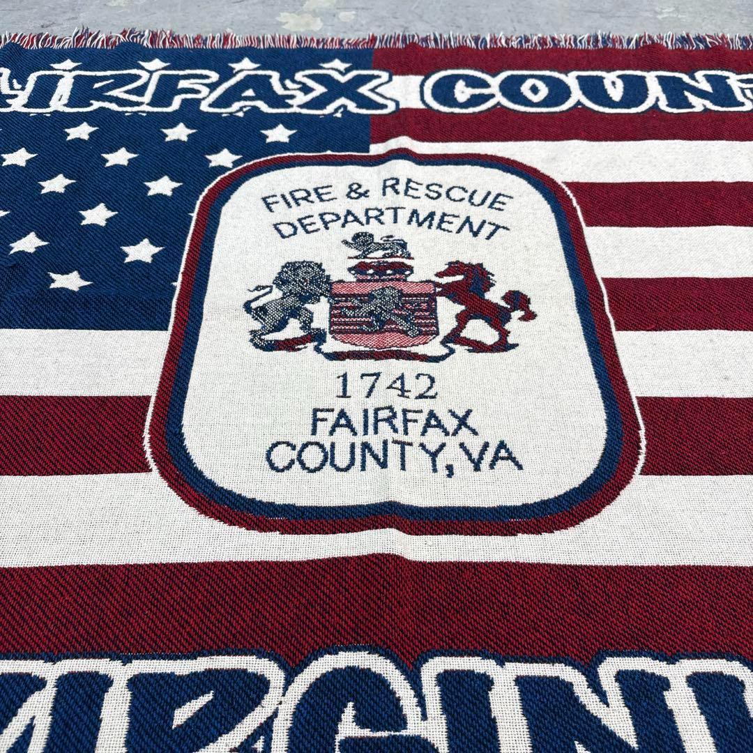 星条旗　消防　マルチカバー　ソファーカバー　ヴィンテージラグ　120x176