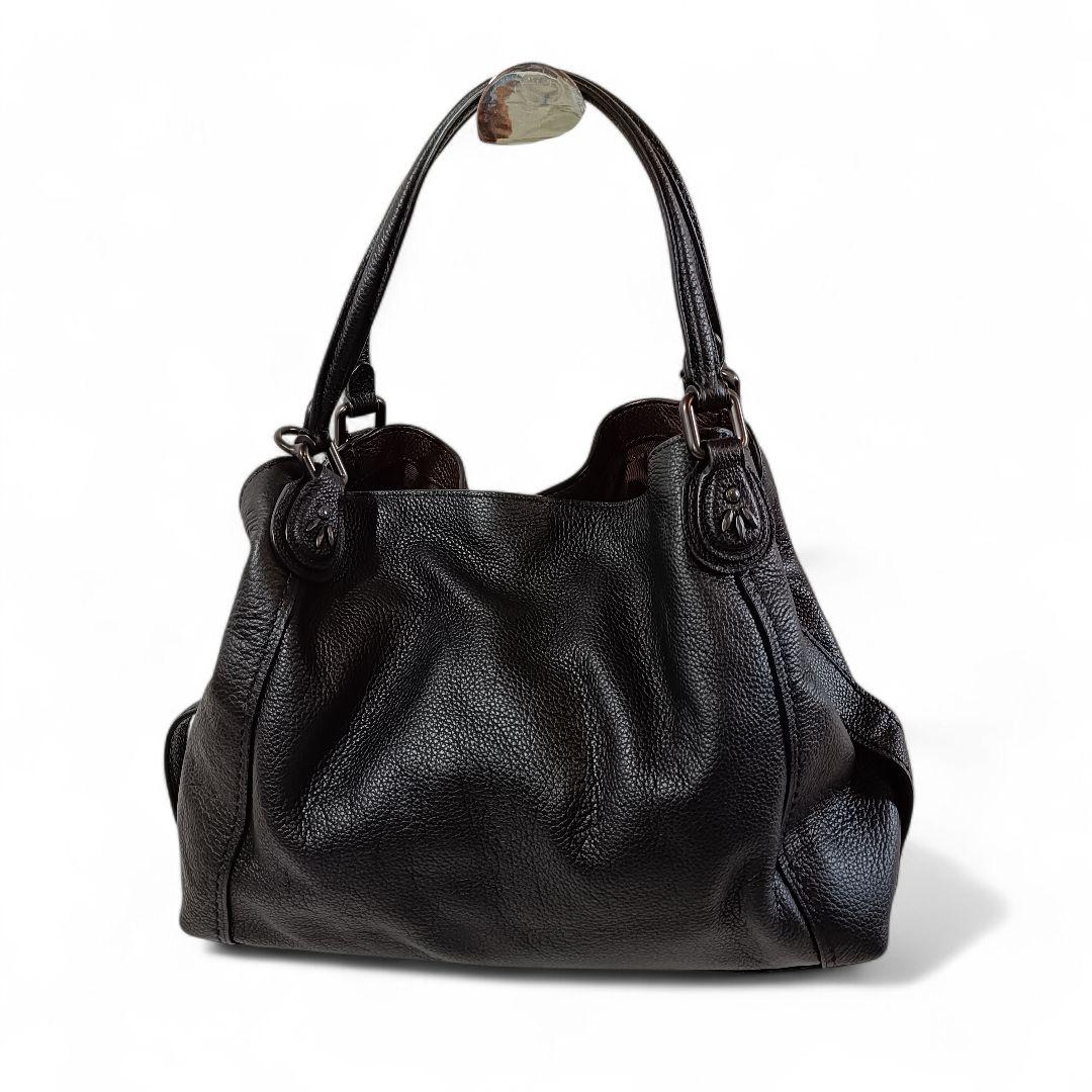 美品 正規品 コーチ COACH レザー ハンドバッグ スタッズ 黒 ブラック