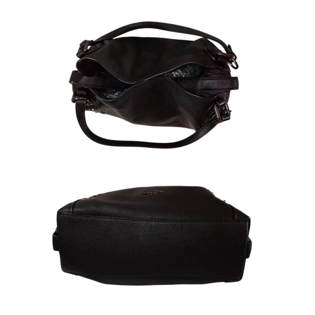 美品 正規品 コーチ COACH レザー ハンドバッグ スタッズ 黒 ブラック