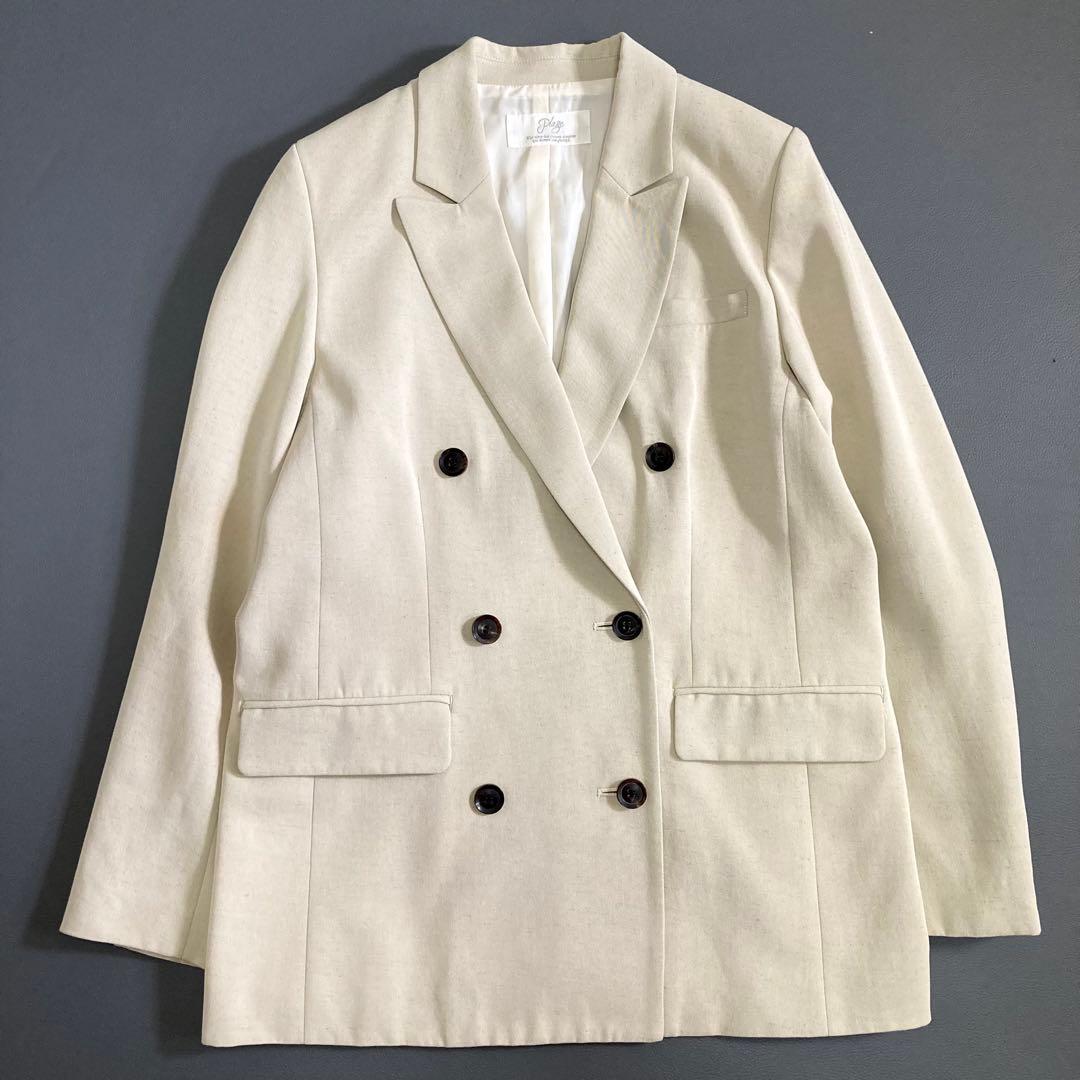 美品 プラージュ Plageエクリュ ダブルテーラードジャケット 38 ベージュ