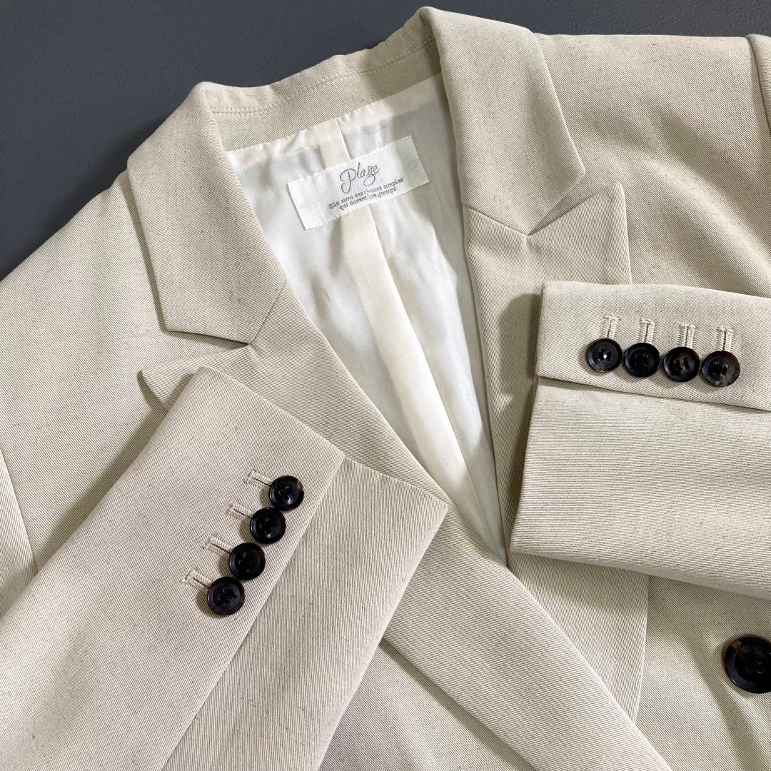 美品 プラージュ Plageエクリュ ダブルテーラードジャケット 38 ベージュ