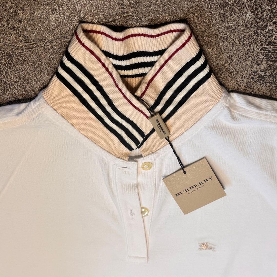 新品 バーバリー ロンドン ポロシャツ 白ポロシャツ トップス M