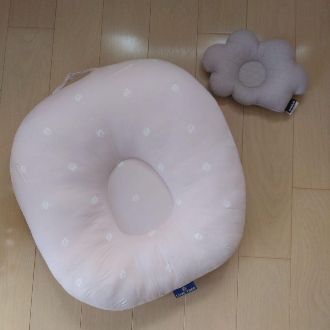 最終価格美品グレー　ラブツリークッション　イブルコットンベビー枕向き癖修正枕雲形