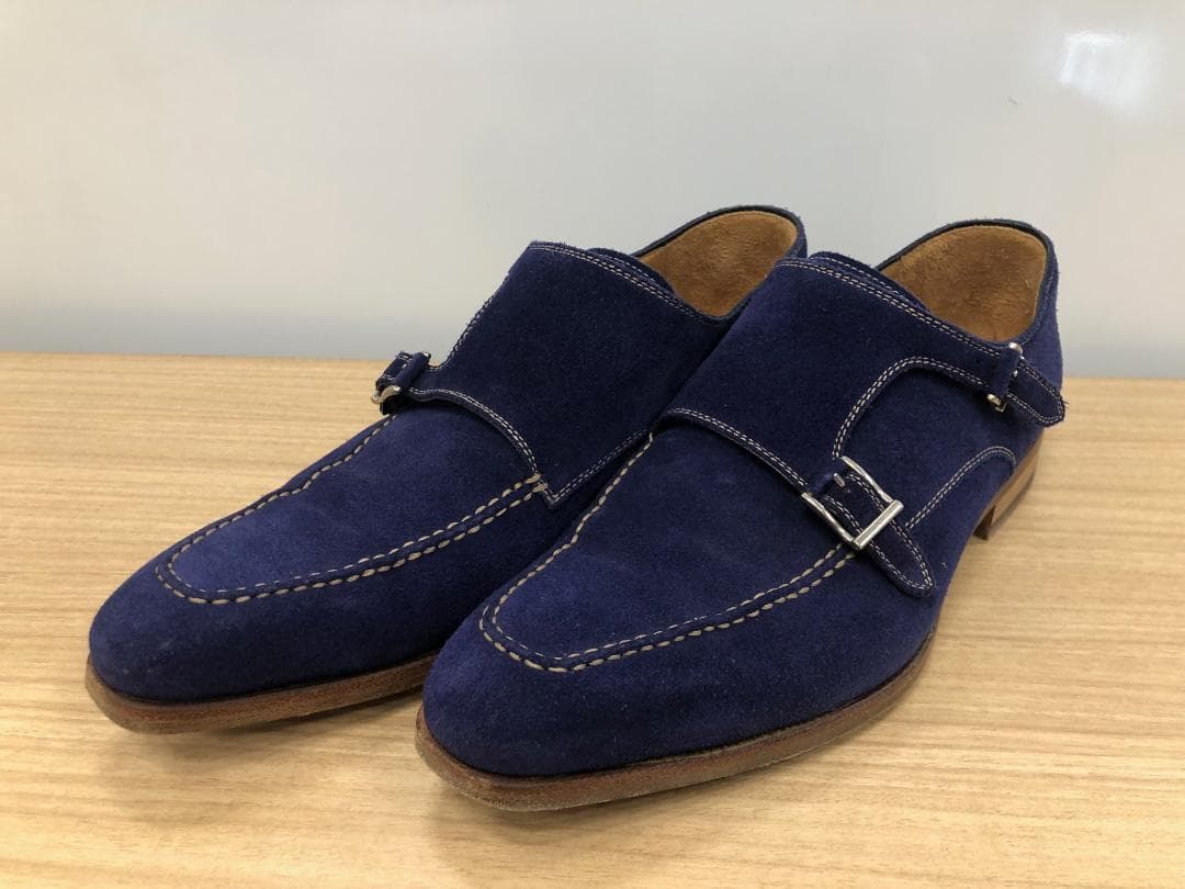 マグナーニ　41　ダブルモンク　スエード　青　美品　MAGNANNI