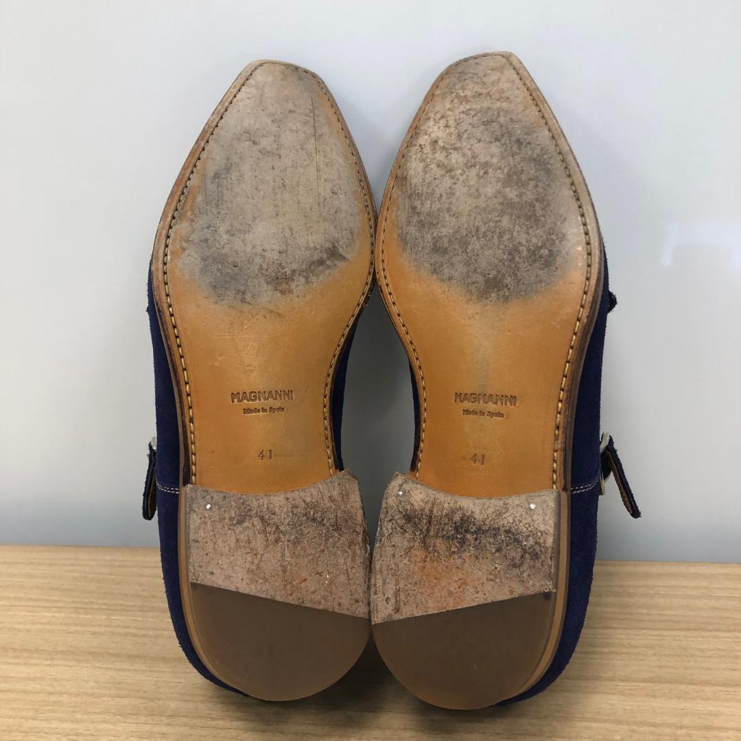 マグナーニ　41　ダブルモンク　スエード　青　美品　MAGNANNI