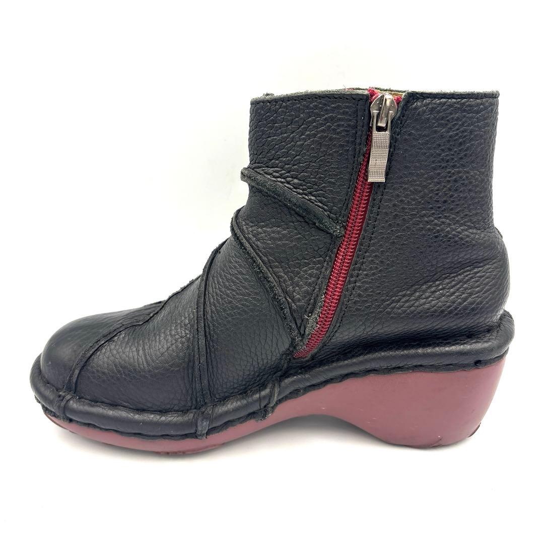 エスタシオン うずまき ショートブーツ【M】23cm ブラック サイドジップ