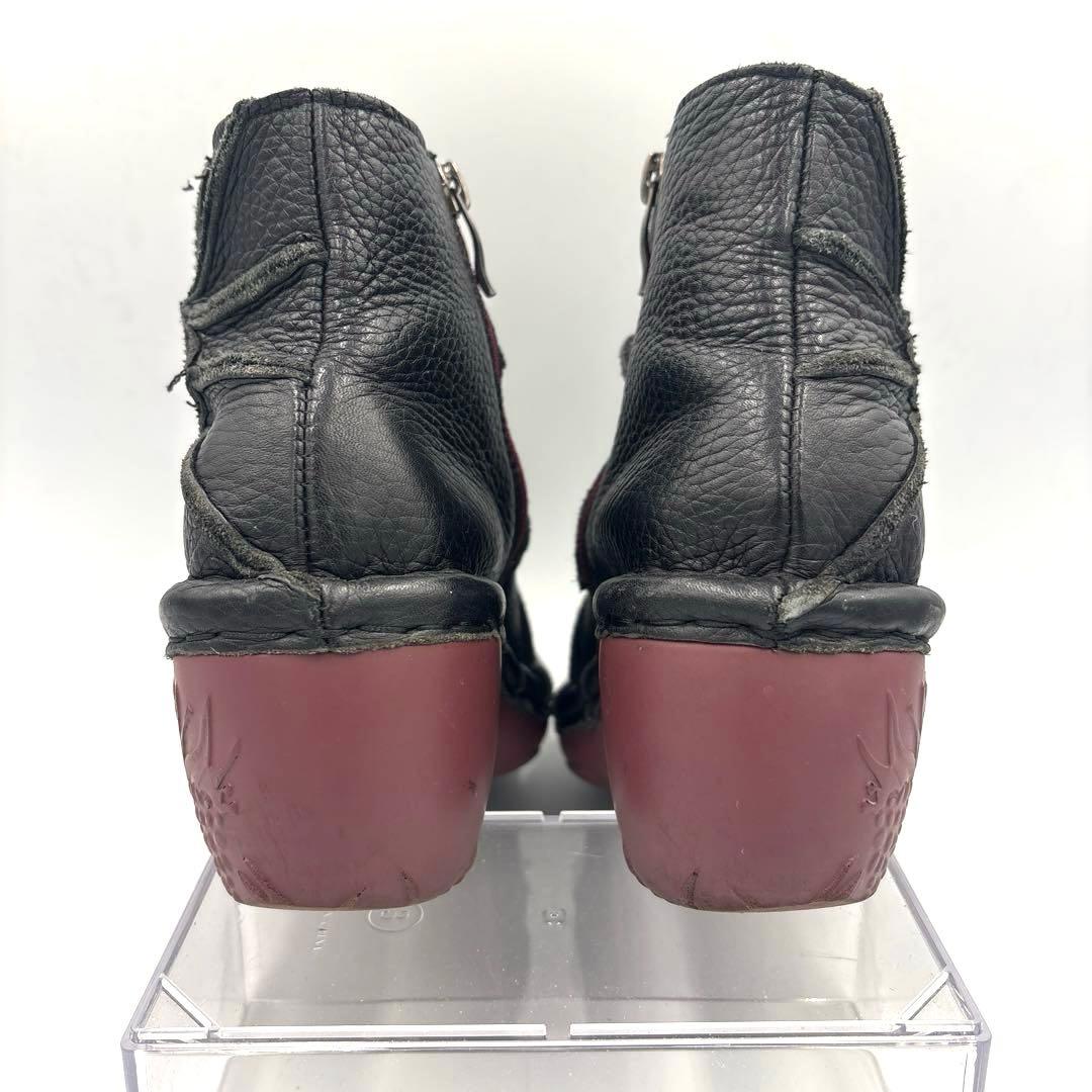 エスタシオン うずまき ショートブーツ【M】23cm ブラック サイドジップ