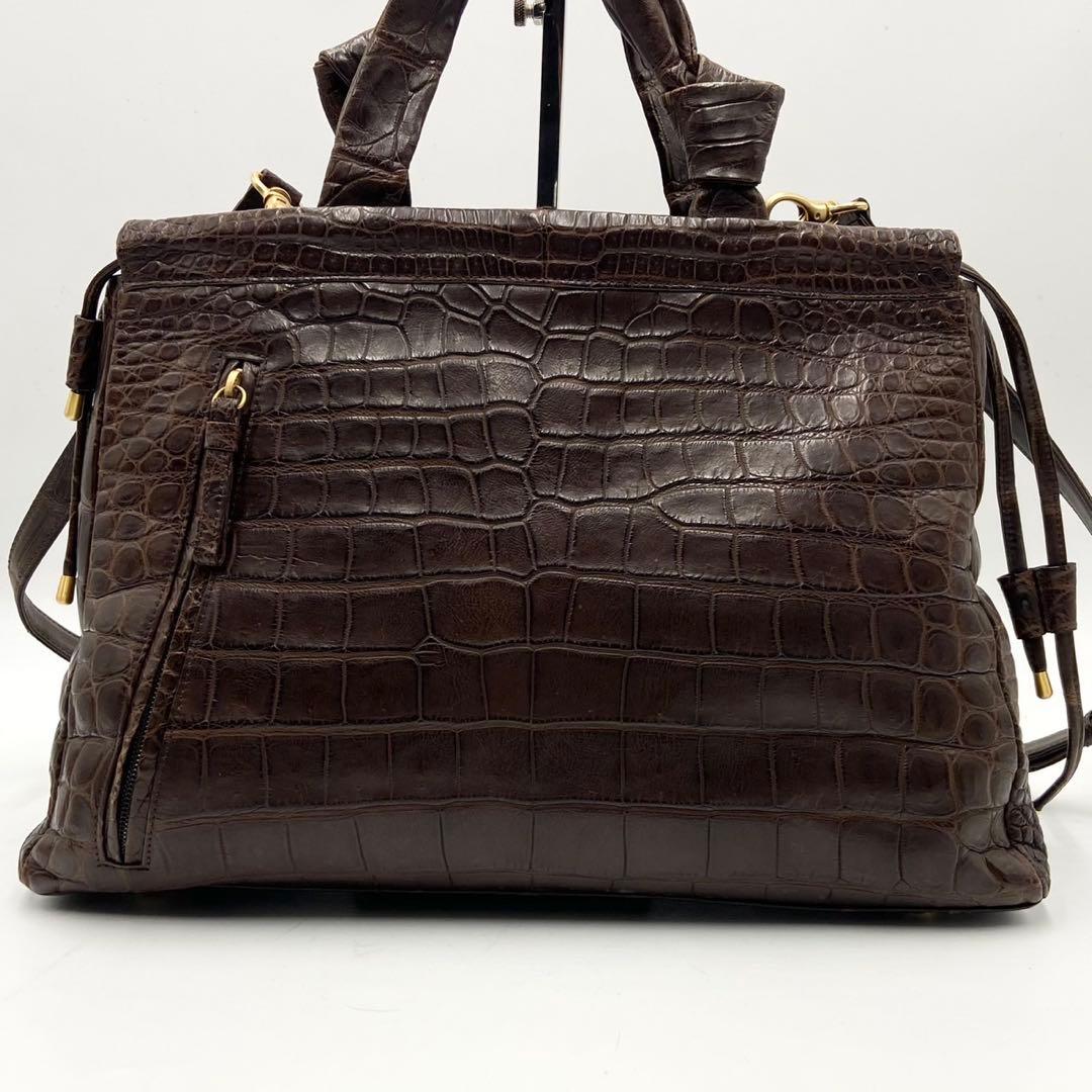 定価50万 JRA認定 マットクロコ ボストンバッグ 2way クロコダイル