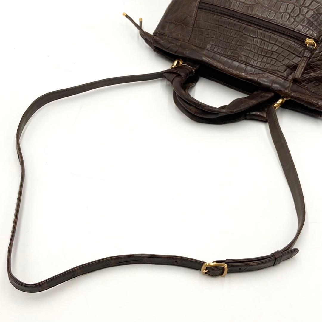 定価50万 JRA認定 マットクロコ ボストンバッグ 2way クロコダイル