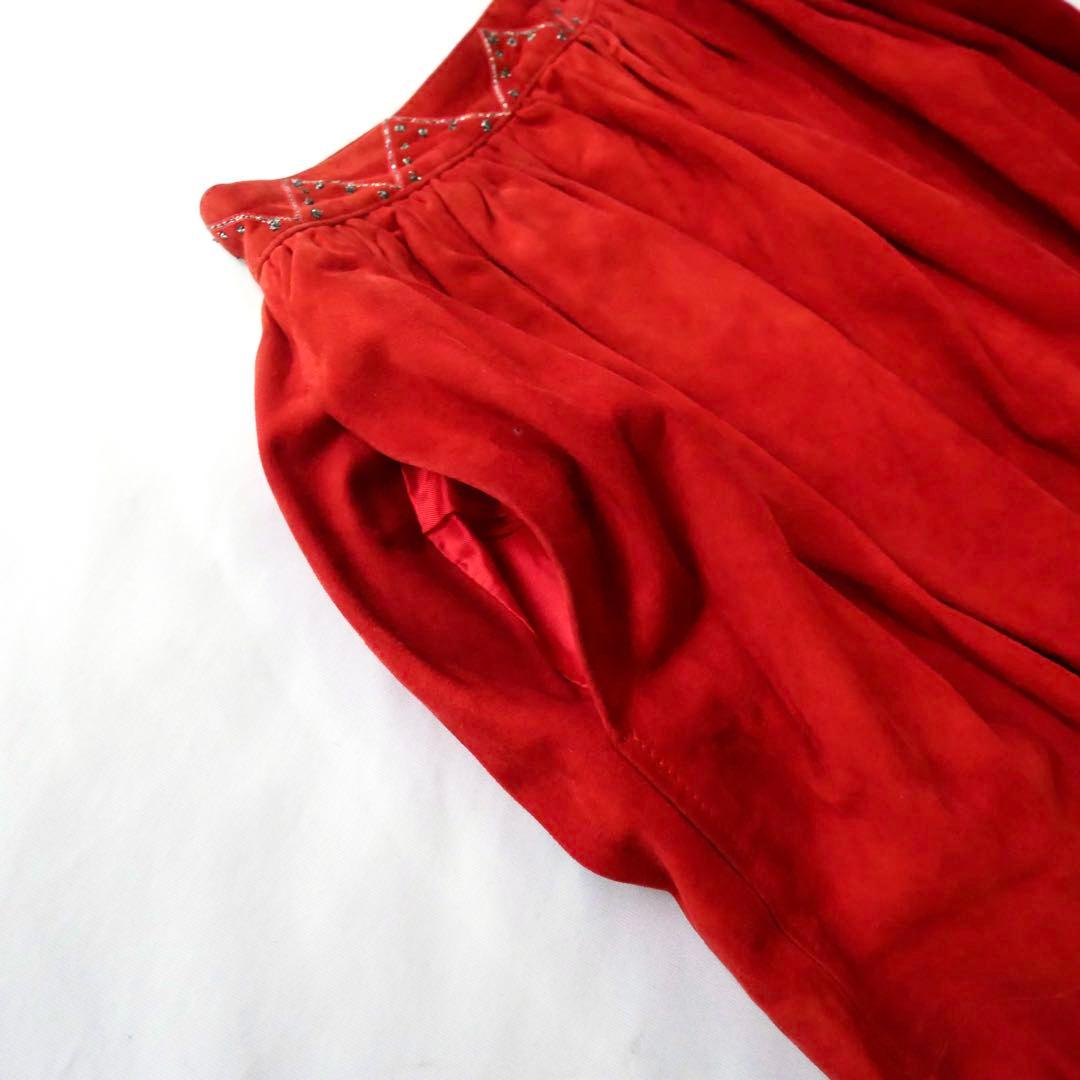 80s イタリア製　80年代　ヴィンテージ　リボン付き　ヌバックレザーパンツ