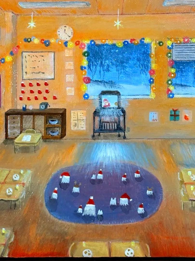christmas party アクリル画　F3