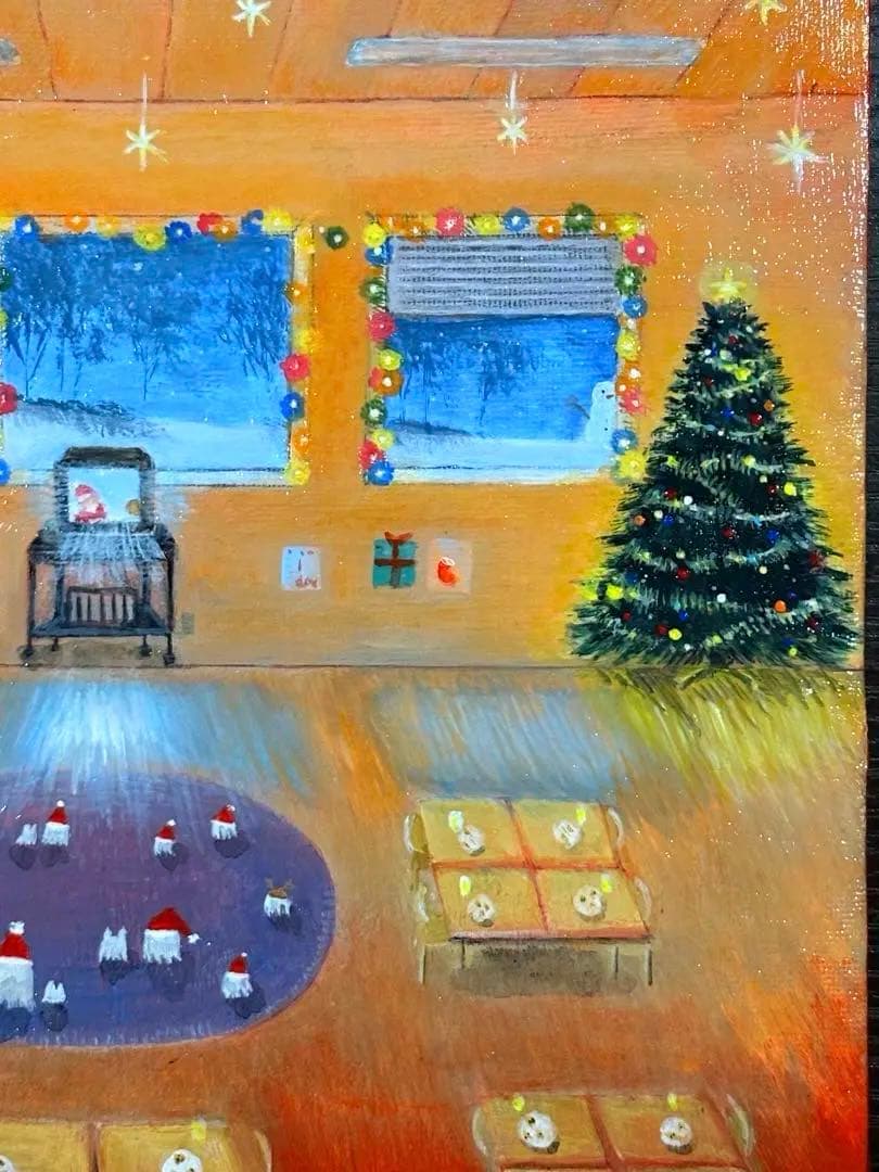 christmas party アクリル画　F3