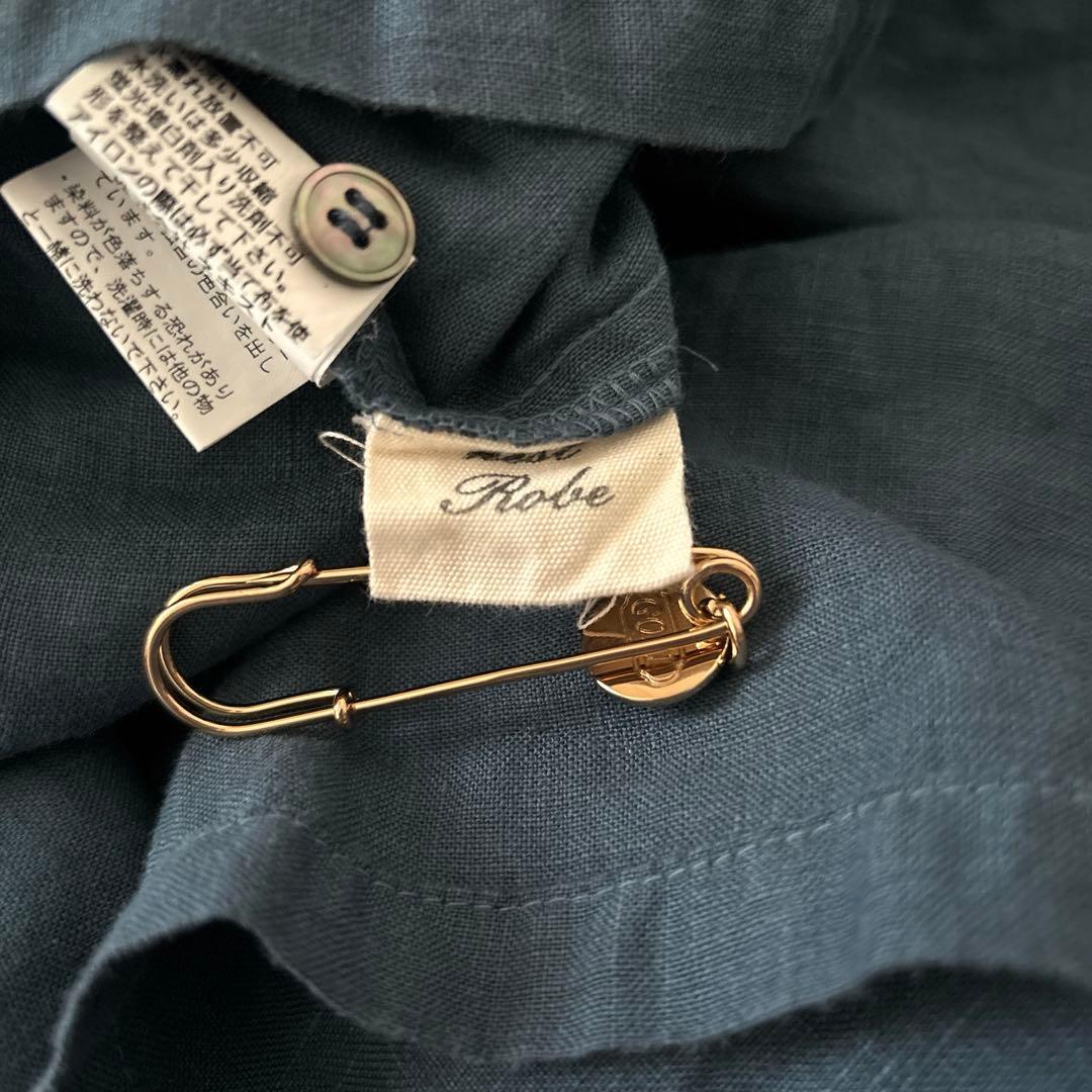 「美品」nest robe ライトネイビー　 長袖ティアードシャツワンピース　F