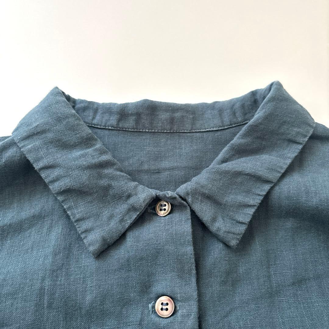 「美品」nest robe ライトネイビー　 長袖ティアードシャツワンピース　F