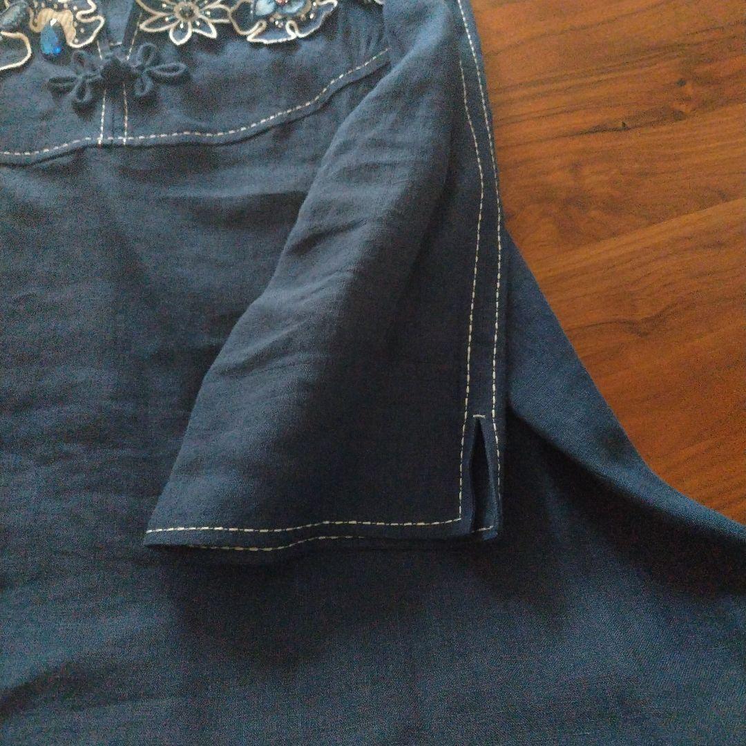 アルベロベロ 麻100% デニム調チュニック