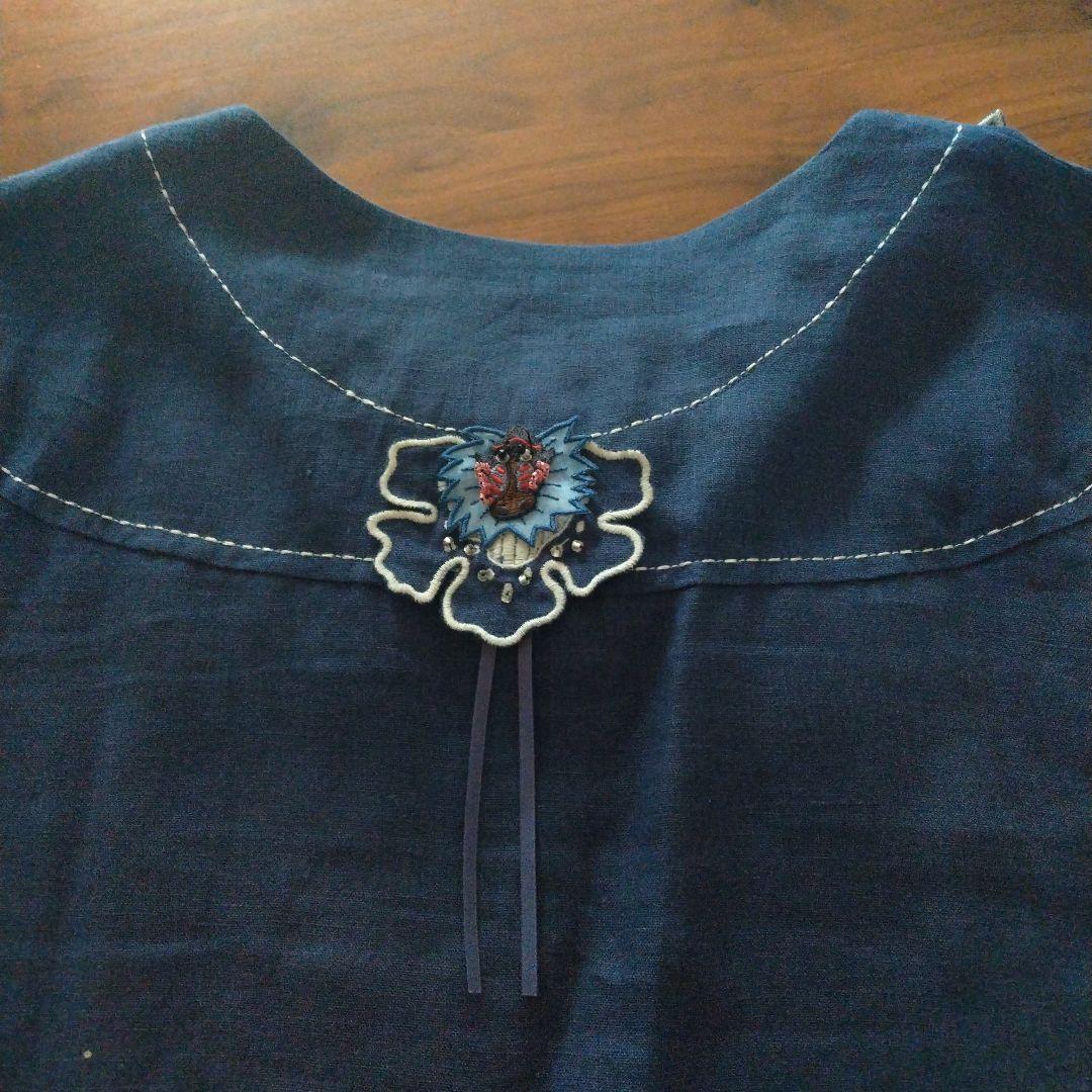 アルベロベロ 麻100% デニム調チュニック