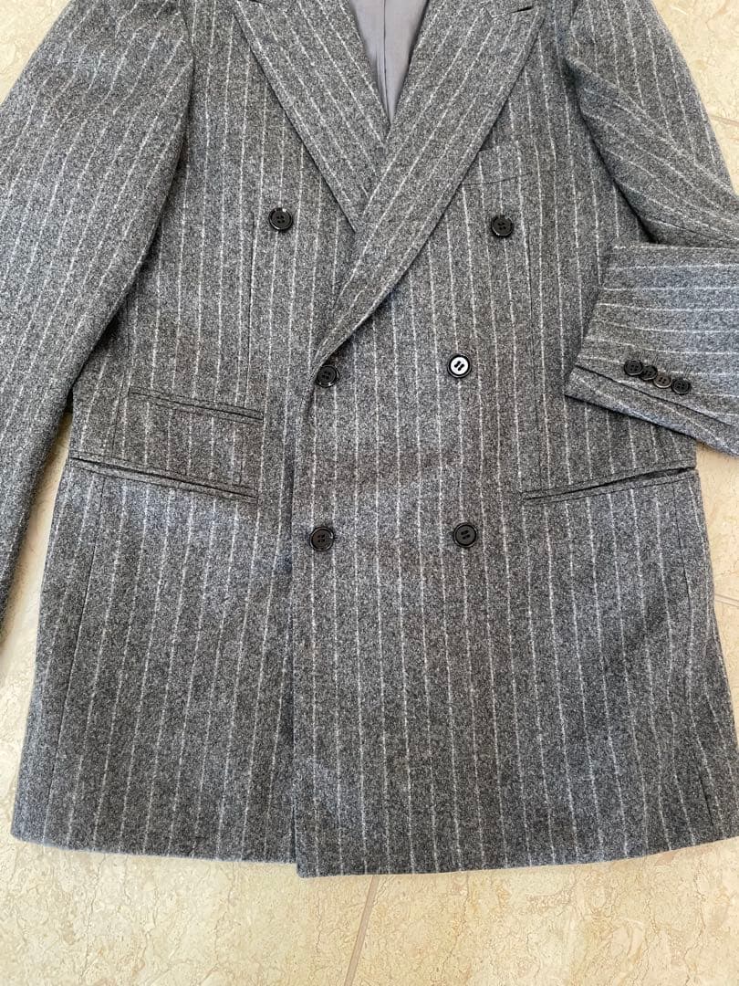 RING JACKETグレー ストライプ ダブルブレストスーツsize.48.M