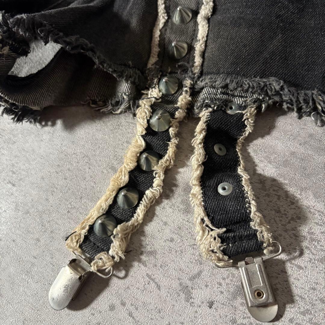 00s GLAD NEWS ブラックデニム ショートパンツ 髑髏スタッズ y2k