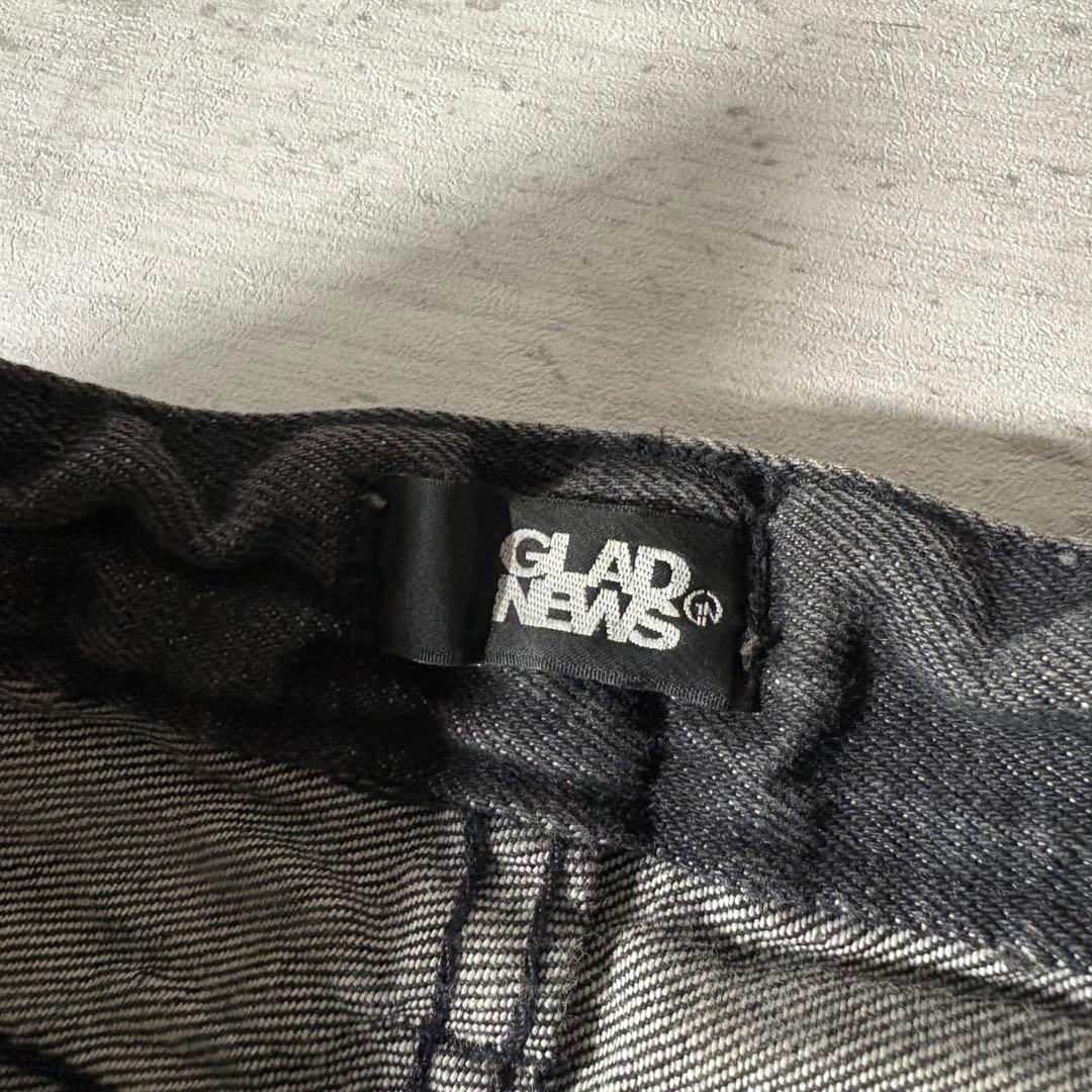 00s GLAD NEWS ブラックデニム ショートパンツ 髑髏スタッズ y2k