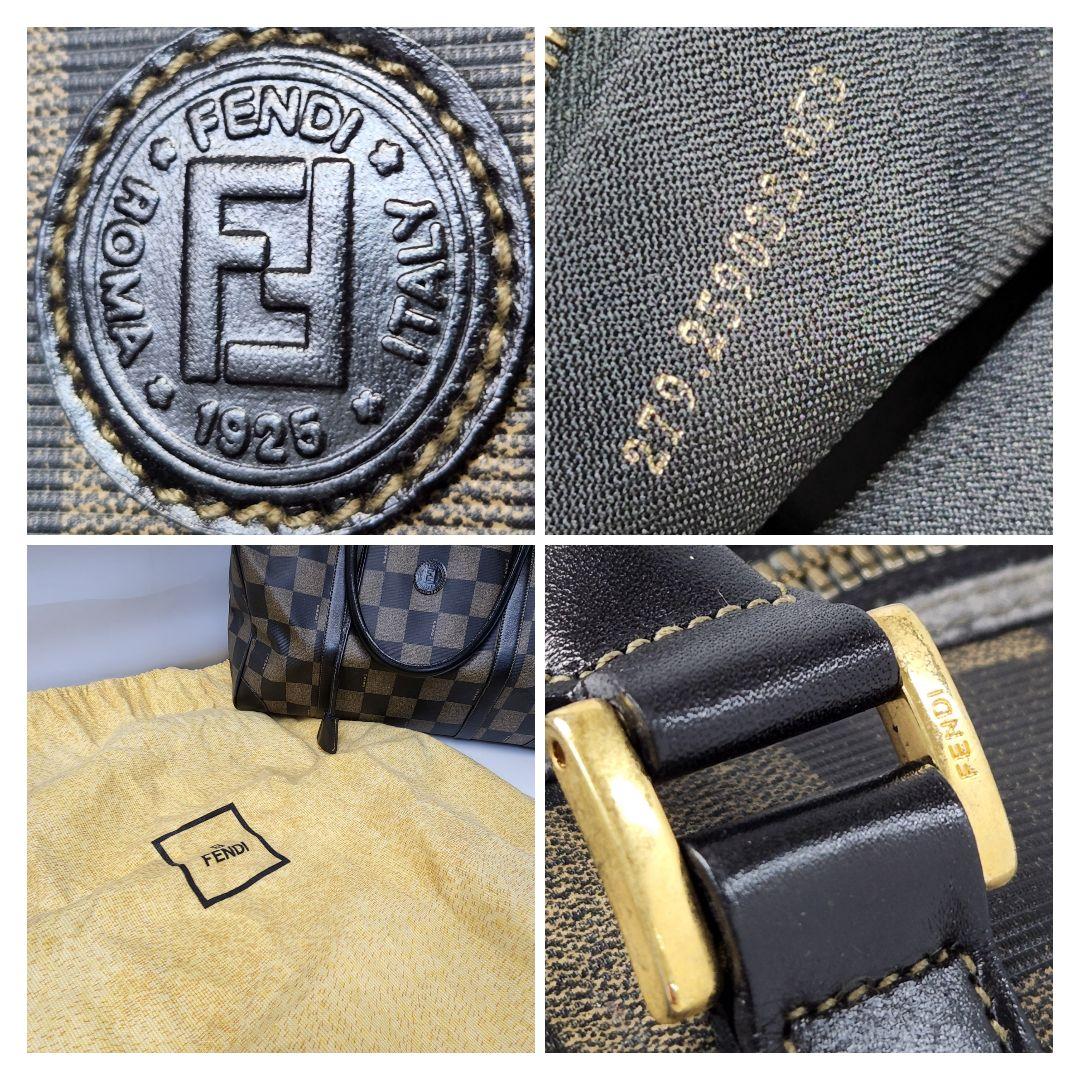 【良品】FENDI フェンディ ペカン柄 ブロック ボストンバッグ 40㎝
