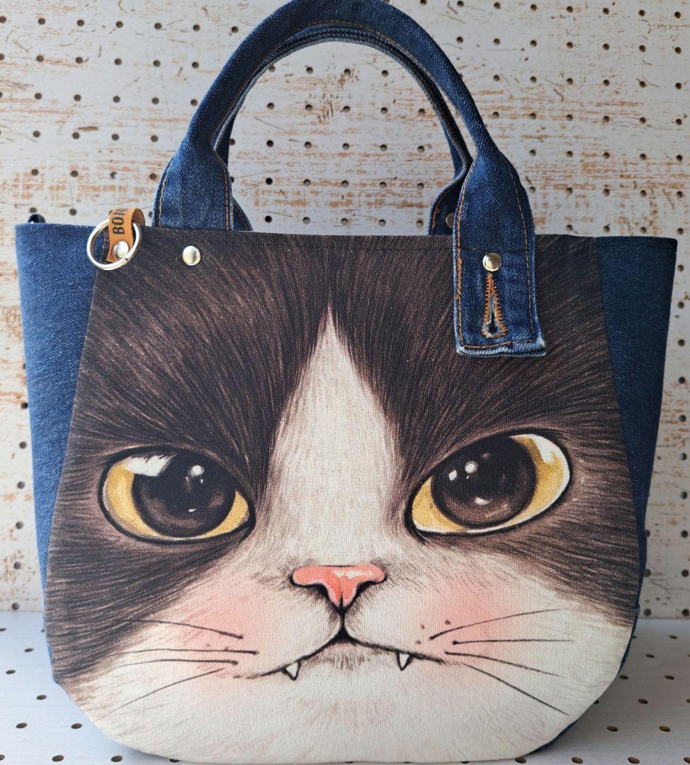 ゆ*ら様 コヤンイサムチョン　BICフェイスジョーズ　デニムリメイクトートバッグ