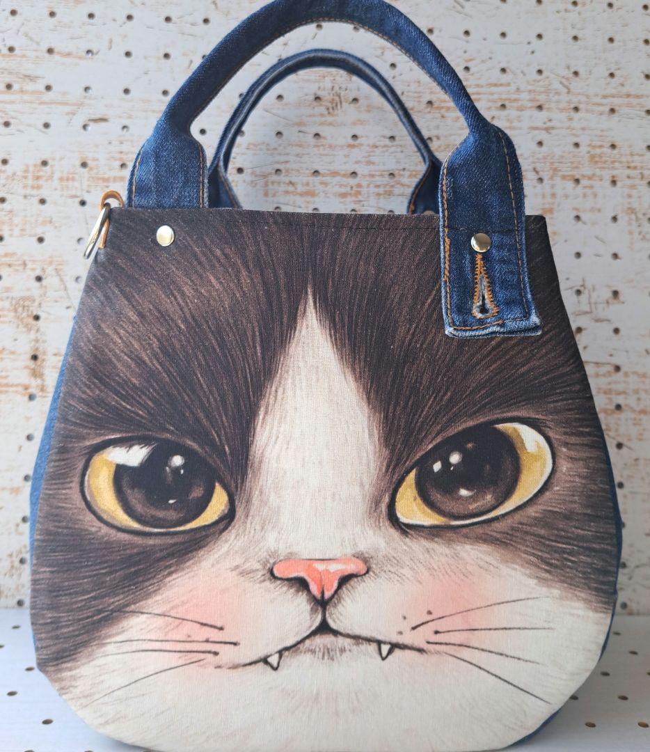 ゆ*ら様 コヤンイサムチョン　BICフェイスジョーズ　デニムリメイクトートバッグ