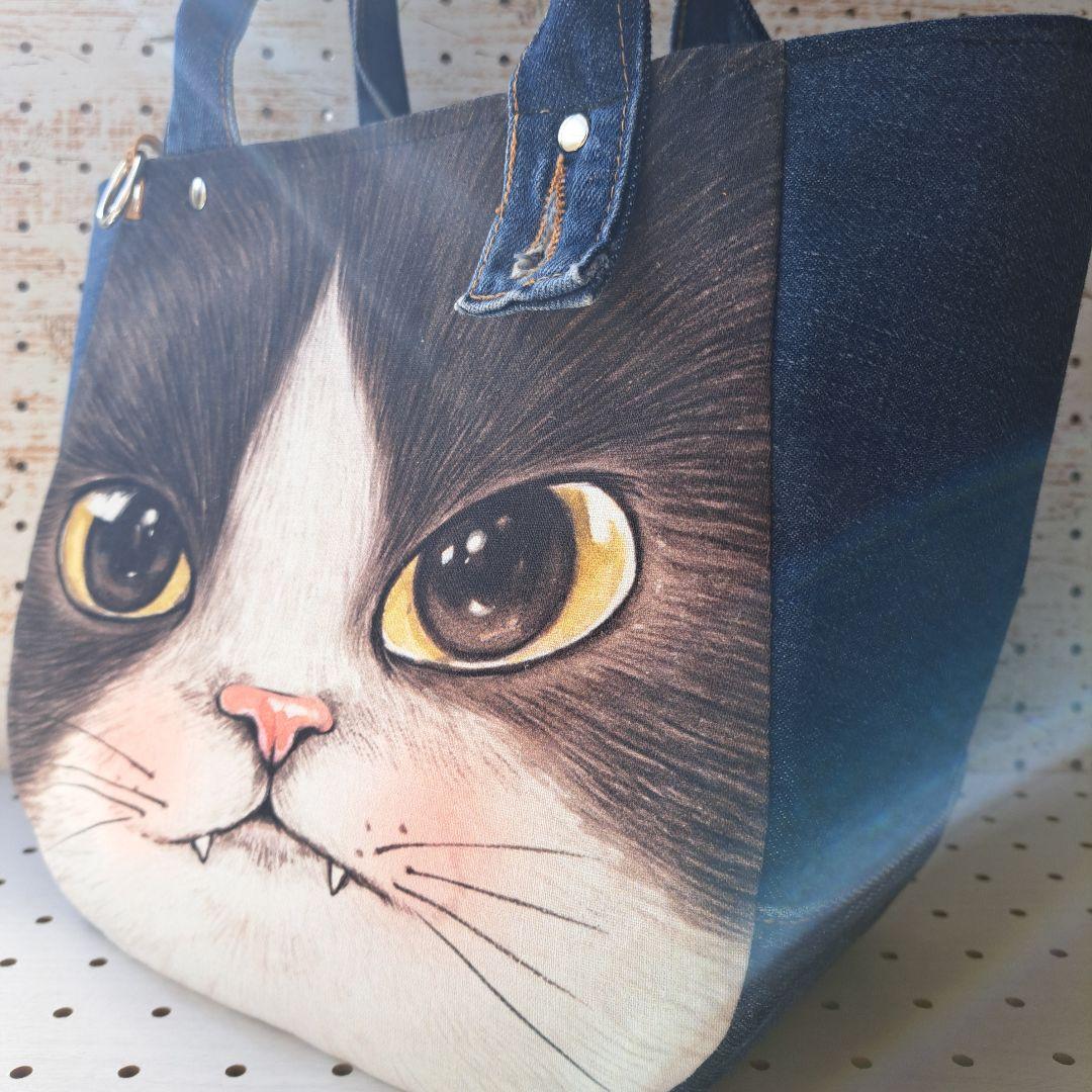 ゆ*ら様 コヤンイサムチョン　BICフェイスジョーズ　デニムリメイクトートバッグ