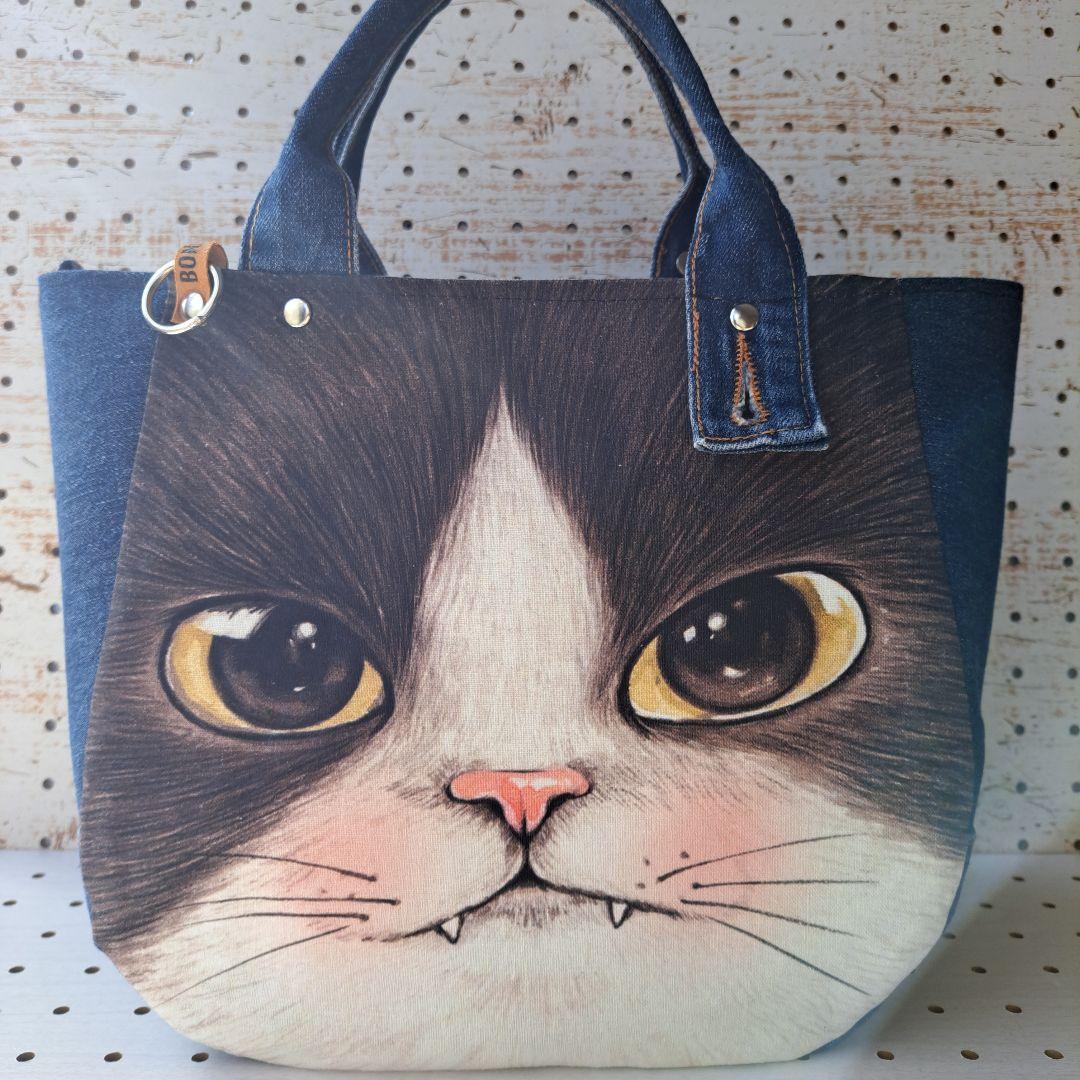 ゆ*ら様 コヤンイサムチョン　BICフェイスジョーズ　デニムリメイクトートバッグ