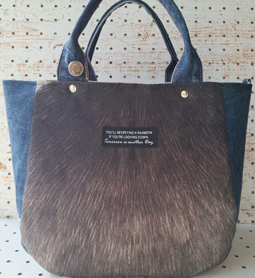 ゆ*ら様 コヤンイサムチョン　BICフェイスジョーズ　デニムリメイクトートバッグ