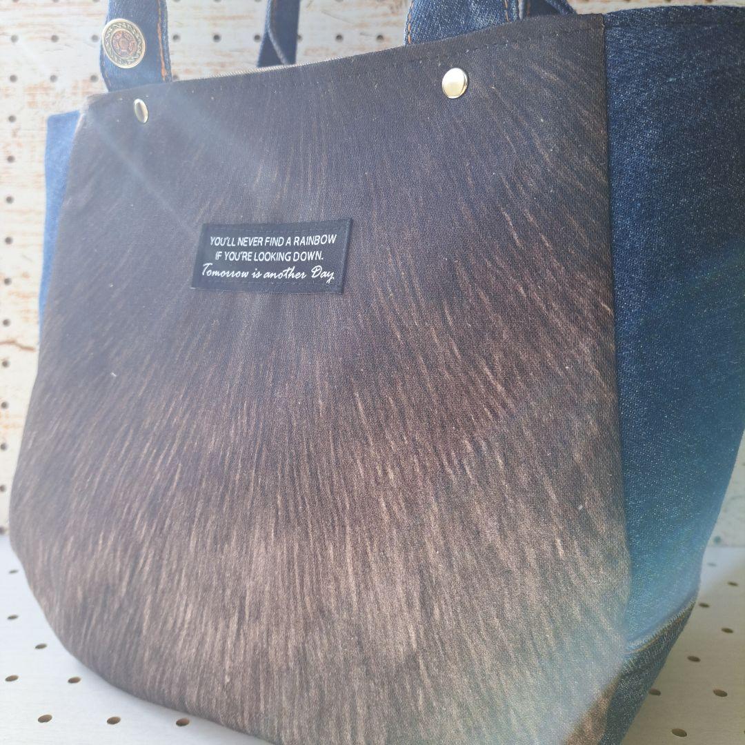 ゆ*ら様 コヤンイサムチョン　BICフェイスジョーズ　デニムリメイクトートバッグ