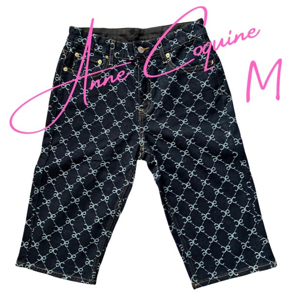 アンコキーヌ モノグラムジャカードバミューダパンツ インディゴ M 未使用221
