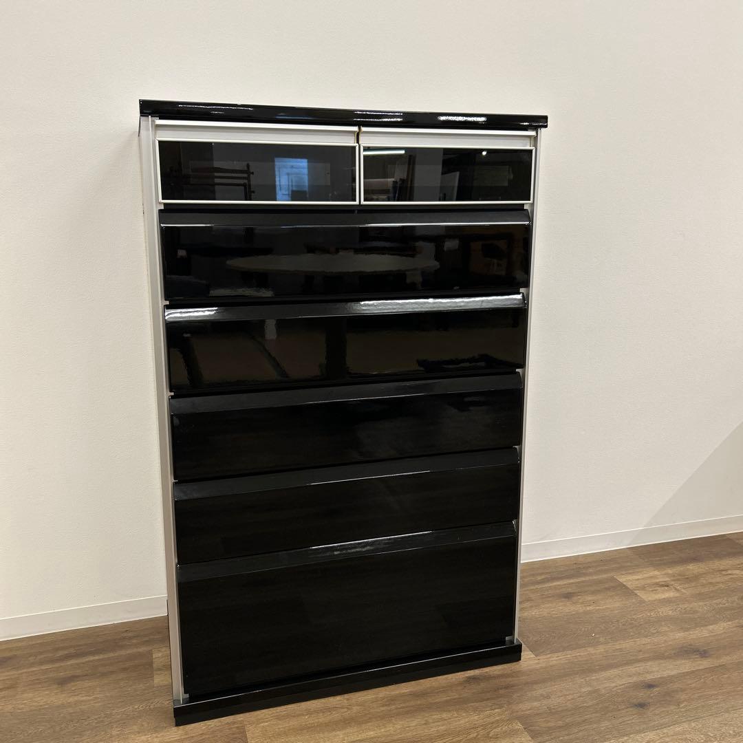 アウトレット品★黒いハイチェスト タンス 箪笥 整理タンス 開梱設置配送付