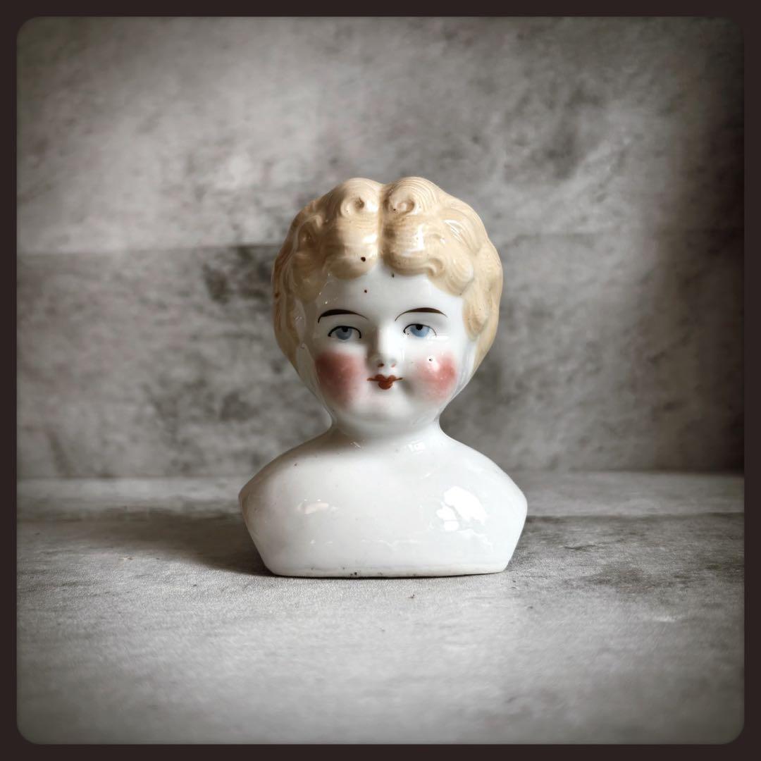 アンティーク ブロンドチャイナヘッドドール　ヘッドパーツ ビスクドール