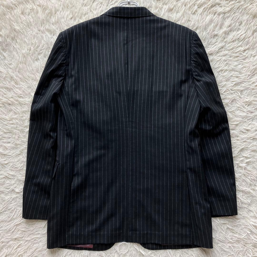【超希少XL】バーバリーブラックレーベル　スーツ　黒　羊毛　super100's