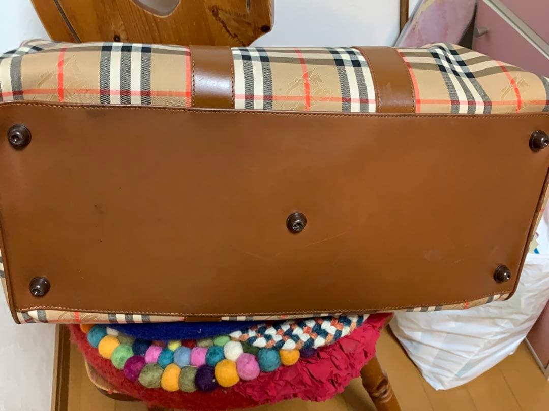 90s バーバリー ボストンバッグ ノバチェック シャドーホース大容量