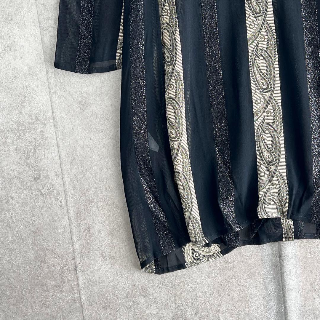 伊太利屋 イタリヤ（7）デザインレースシャツワンピース スタンドカラー スリット