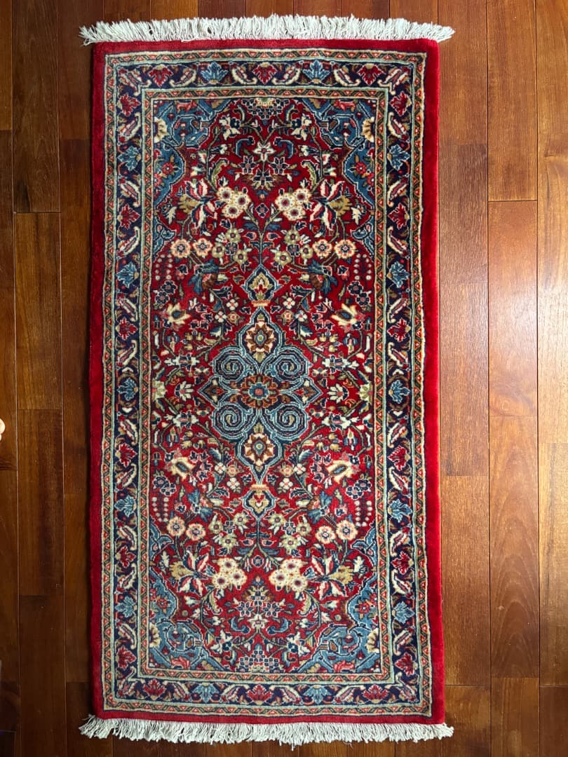 ペルシャ絨毯　ヴィンテージ　ハンドメイド　手織り　ウール　カシャーン　お買い得