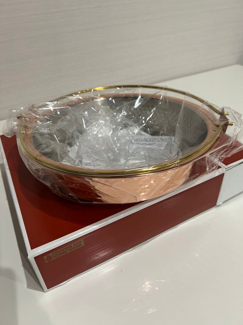 【新品 未使用】すき焼鍋(ツル付)（純銅） 26cm新光金属 新光堂 銅製品