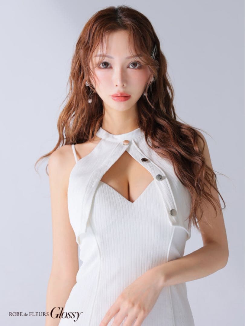 Robe de Fleurs Glossy タイトミニドレス ホワイト XS
