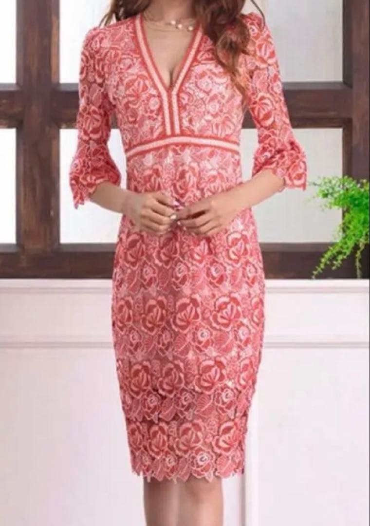 ✨極美品✨ ERUKEI エルケイ　レース　 　ドレス 　ワンピース　赤