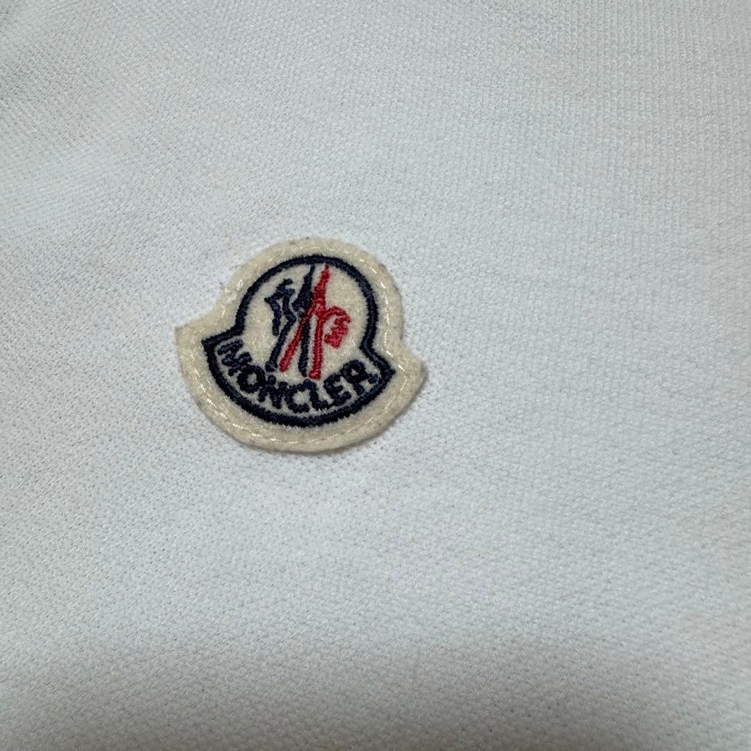 ★美品★ 現行！モンクレール ポロシャツ ロゴワッペン ホワイト ストライプ