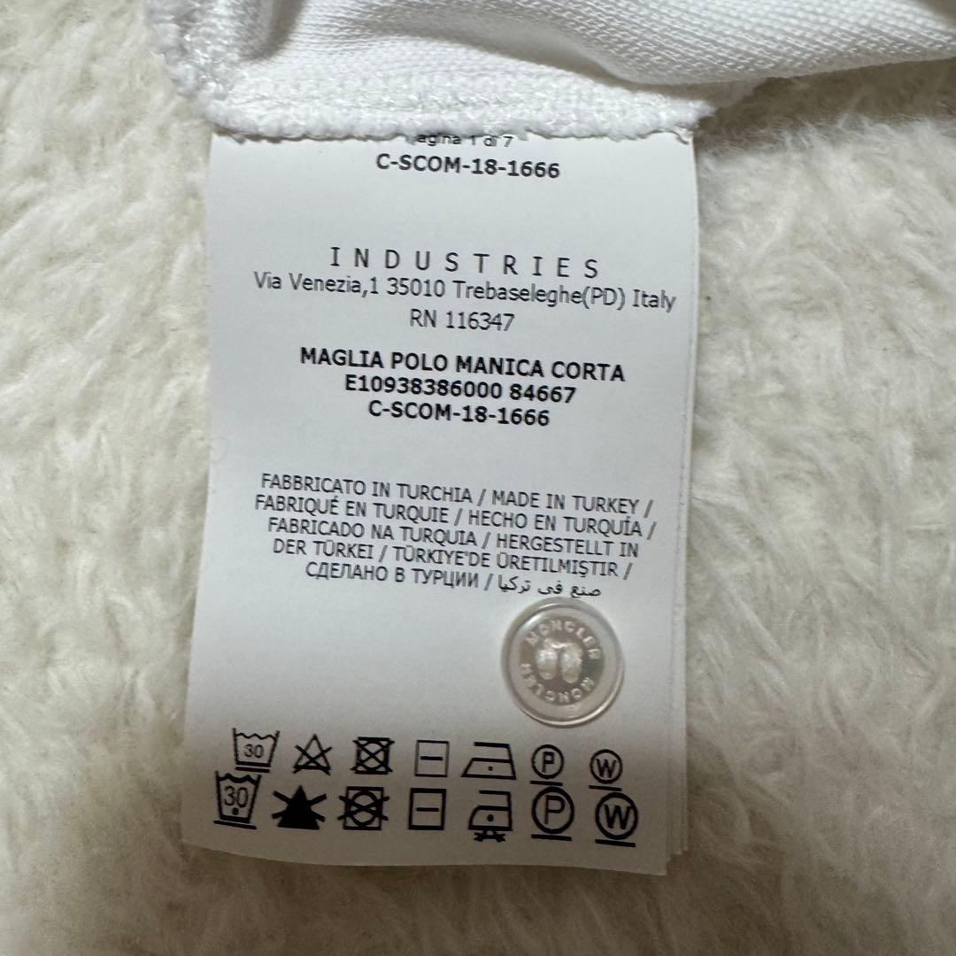 ★美品★ 現行！モンクレール ポロシャツ ロゴワッペン ホワイト ストライプ