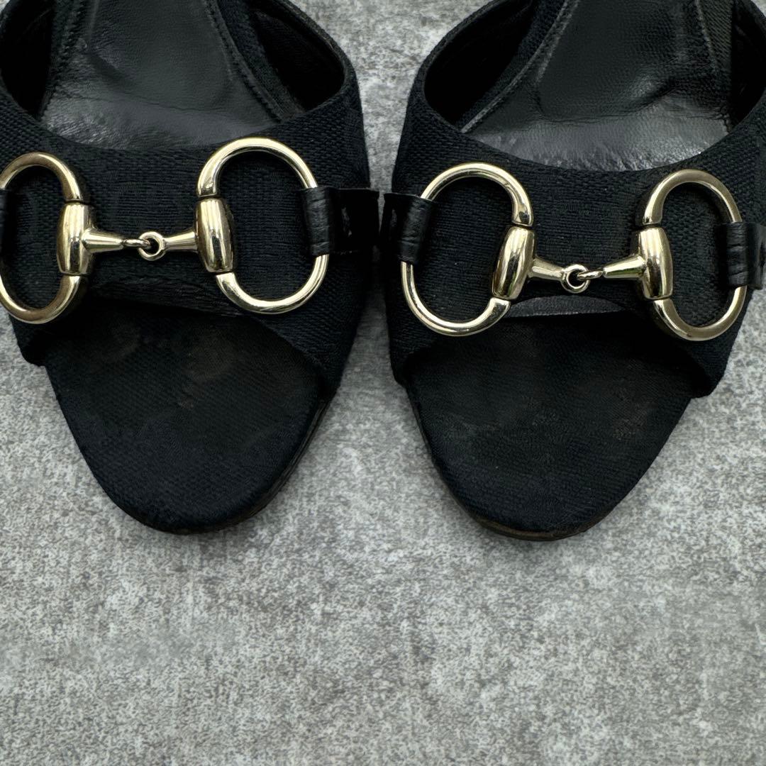 靴 Gucci GG Canvas Horsebit Mules 36C 23cm