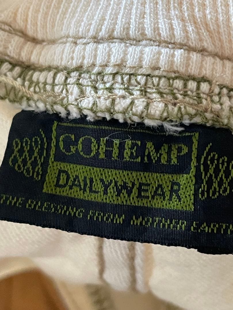 GOHEMPゴーヘンプホワイトパンツ ウエストゴム　裾リブ
