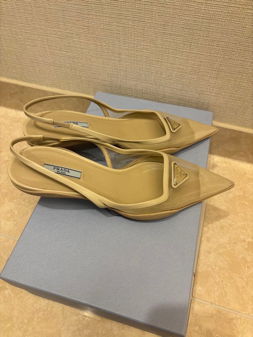 PRADA プラダ　ポインテッドトゥ　ヒール　メッシュ