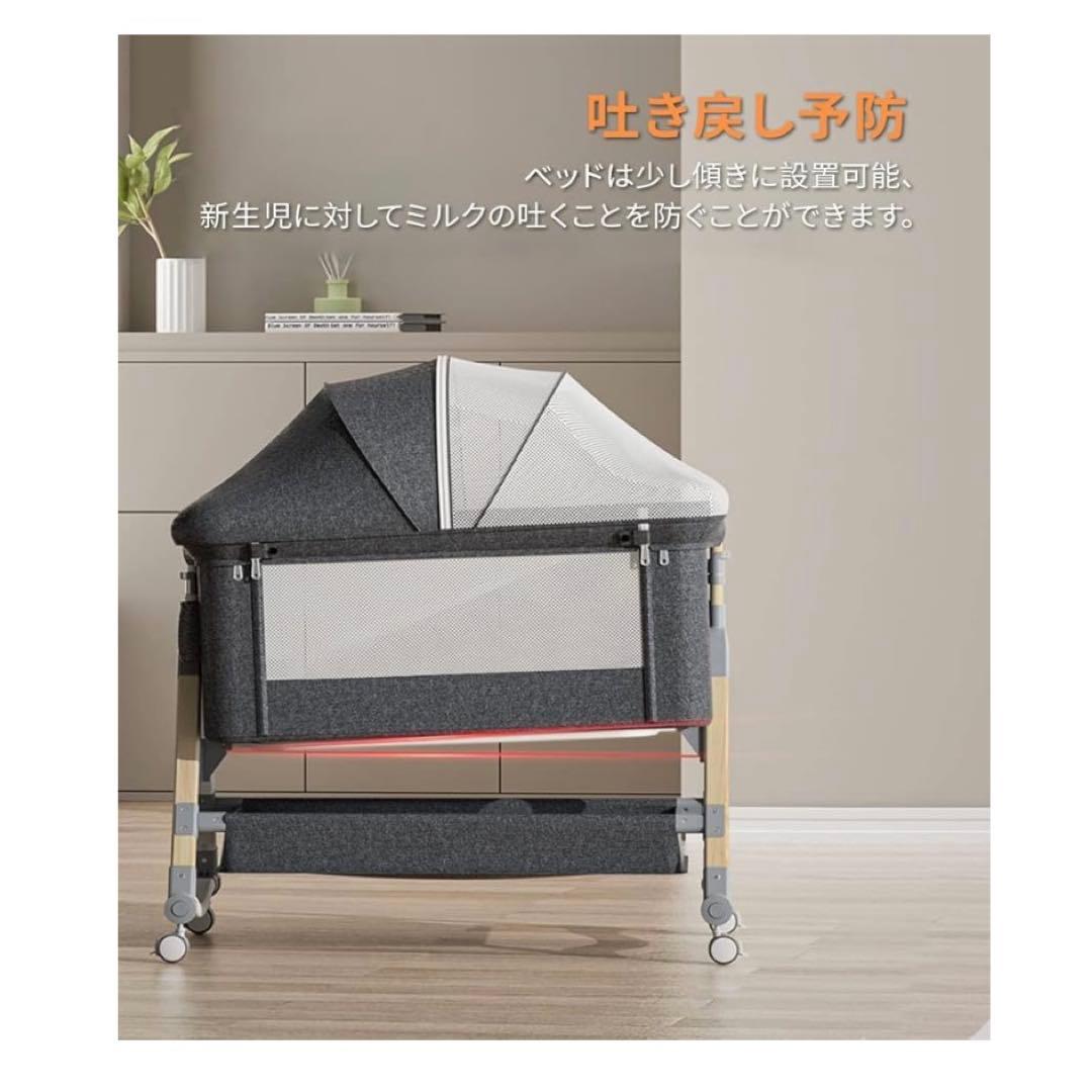 【Vinona】折りたたみ ベビーベッド (グレー)